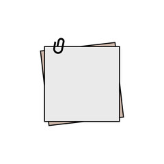 Digital hand-drawn graphic of two blank square sticky note pages clipped together, symbolizing ideas, memos, and important reminders for everyday tasks and organization