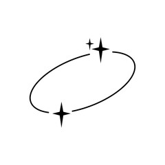 Y2K Style Oval Frame with Sparkling Stars, Retro Futuristic Graphic Design Element