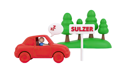 Sleepy Driver Near Sulzer Sign
