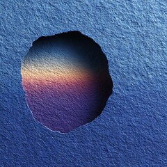 Textured Blue Surface with a Colorful Hole paper rough