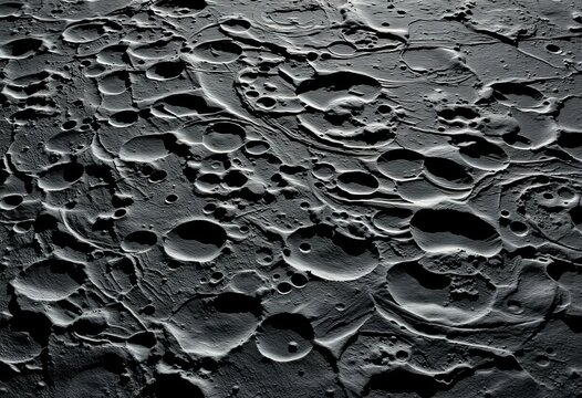 Vast, shadowed lunar crater landscape with fine detail, textured surface,  impact,  regolith