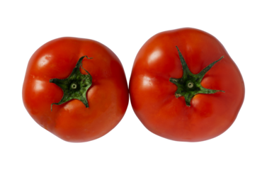 two whole fresh tomatoes isolated