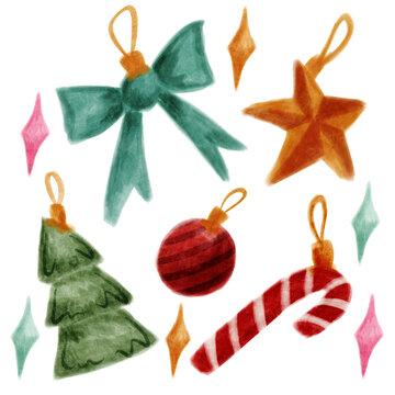 Watercolour festive Christmas baubles