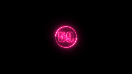Glowing neon number background. Neon counting number text illustration.