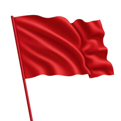 Waving red flag isolated on transparent background