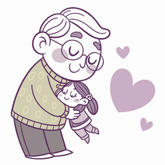 Obraz premium Cute grandfather cartoon vector illustration graphic design 