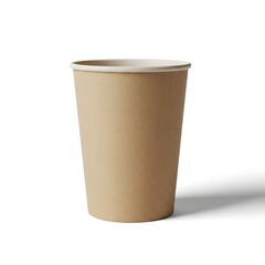 Brown Craft Paper Cup Mockup Isolated on White Background