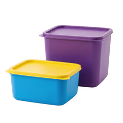 Two plastic storage containers isolated on transparent background