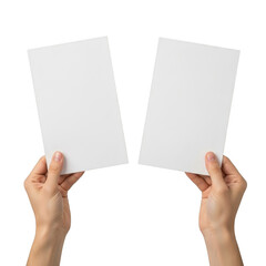 Hands holding cards isolated on transparent background