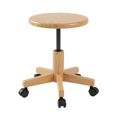 Modern wooden rolling stool with adjustable height