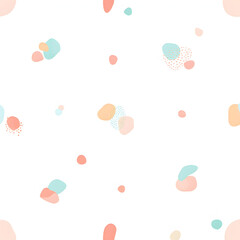 Abstract Seamless Pattern with Pastel Organic Dots and Textured Shapes