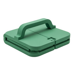 Green plastic lunch box with handle
