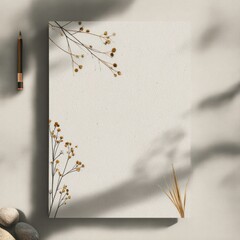 minimal letterhead template with pencil and nature elements