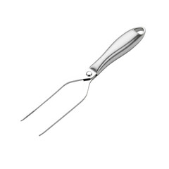 Stainless steel meat fork with long handle and two prongs