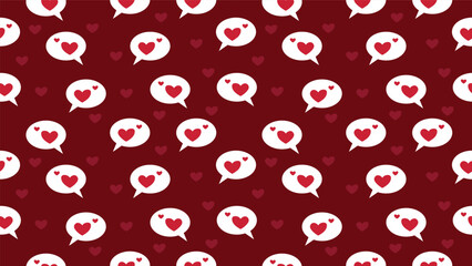 red heart on white speech bubble seamless pattern background. wallpaper banner and paper wrapping decoration