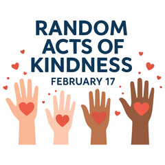 Random Acts of Kindness February 17 Banner Background with Hands and Love Icon