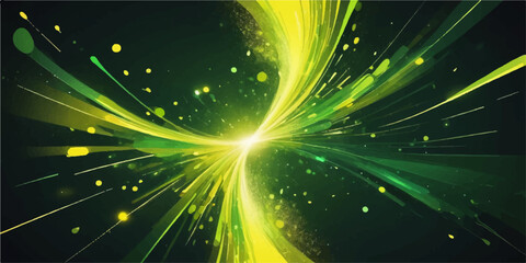 Abstract green light background design with glowing stars and blue magic shine © ayaat