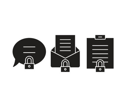 message and document and encrypted icons set vector illustration