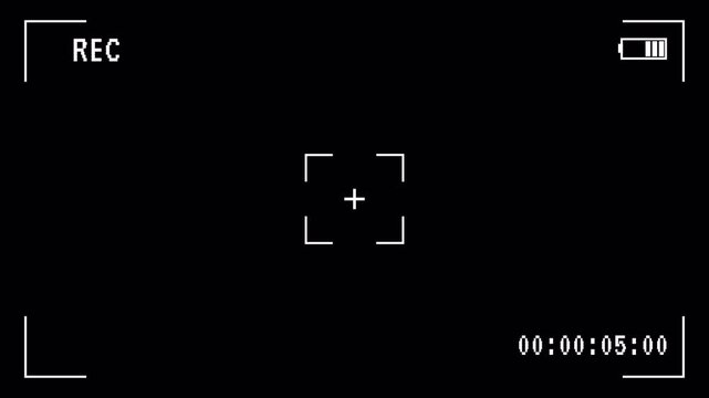 Video camera recorder screen overlay on a transparent background, Recording camera screen interface with alpha channel , Camera recording screen overlay. 4k video