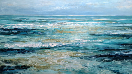 An expansive vista of the turquoise sea with the horizon in the background