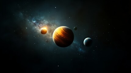 Exploring celestial wonders outer space digital art cosmic environment wide-angle view galactic concepts for enthusiasts