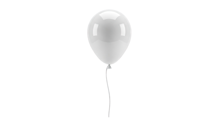 Single White Balloon on a String, Isolated