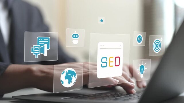 Search engine optimization with digital analytics, keyword strategy, website ranking and online marketing performance. Increasing traffic, visibility and business growth in digital marketing.