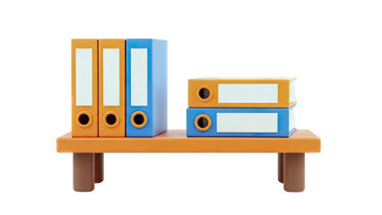 Colorful Ring Binders on an Orange Shelf