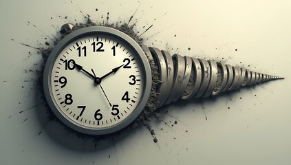 A stretched wall clock with compressed numbers, symbolizing lack of time in modern life