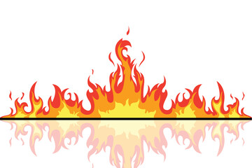 Fire flames, campfire, red fiery flames isolated vector illustration set.	