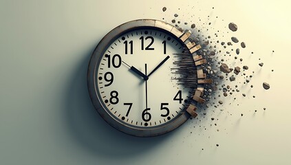 A stretched wall clock with compressed numbers, symbolizing lack of time in modern life