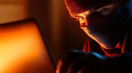 Cyber intrusion incident urban setting digital crime scene low light environment close-up viewpoint high-tech threats