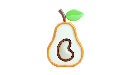 3D Render of a Stylized Pear with a Seed