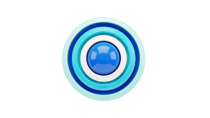 Abstract concentric circles with a glossy blue sphere at the center