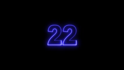 Neon 22 Percent Progress Indicator with Red and Blue Glowing Numbers on Black Background, Digital Loading Indicator