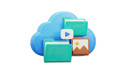 Cloud Storage with Folders, Video and Image Icons