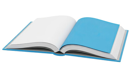 Open Book with Blue Cover and White Blank Pages