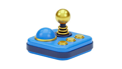 Retro Blue and Gold Arcade Joystick