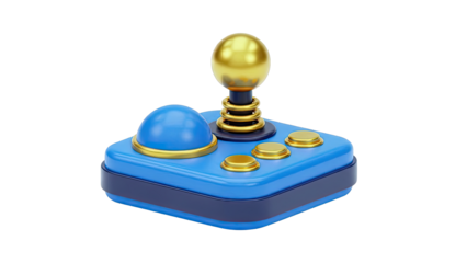 Retro Blue and Gold Arcade Joystick