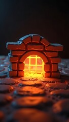 A glowing firewall icon built from bricks, placed between two soft light sources, symbolizing emotional protection