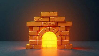 A glowing firewall icon built from bricks, placed between two soft light sources, symbolizing emotional protection