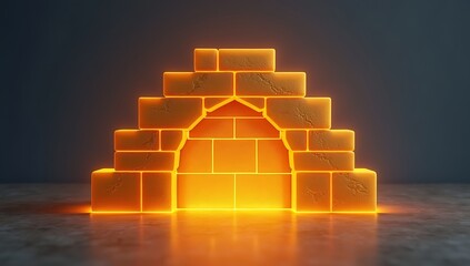 A glowing firewall icon built from bricks, placed between two soft light sources, symbolizing emotional protection