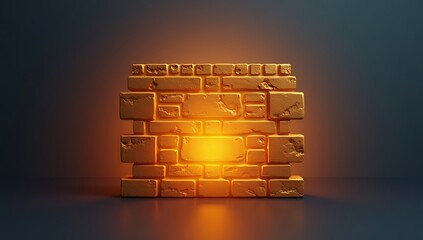 A glowing firewall icon built from bricks, placed between two soft light sources, symbolizing emotional protection