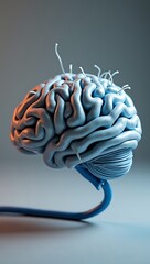 A tightly coiled ethernet cable shaped like a human brain, placed on a neutral surface, symbolizing limited mental bandwidth