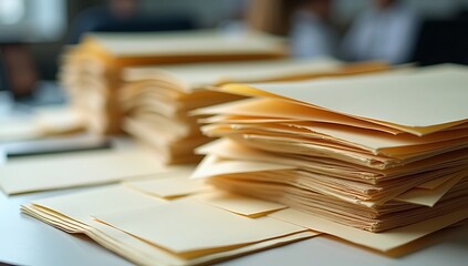 Office folders slowly dissolving into blank sheets, symbolizing loss of organizational memory