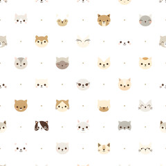 Minimalist Kawaii Animal Face Pattern