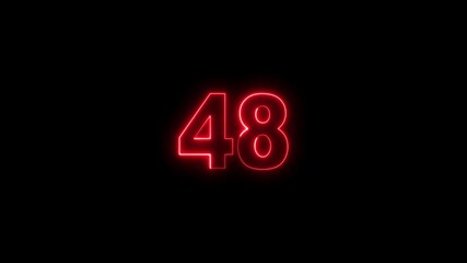 Neon 48 Percent Progress Indicator with Red and Blue Glowing Numbers on Black Background, Digital