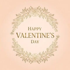 Elegant golden floral wreath for a happy valentine's day celebration.