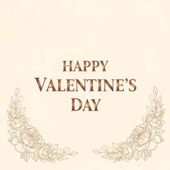 Obraz premium Elegant happy valentine's day greeting with golden floral accents.