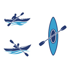 Vector Set of Kayak, Canoe, and Paddle Sports Logos and Icons